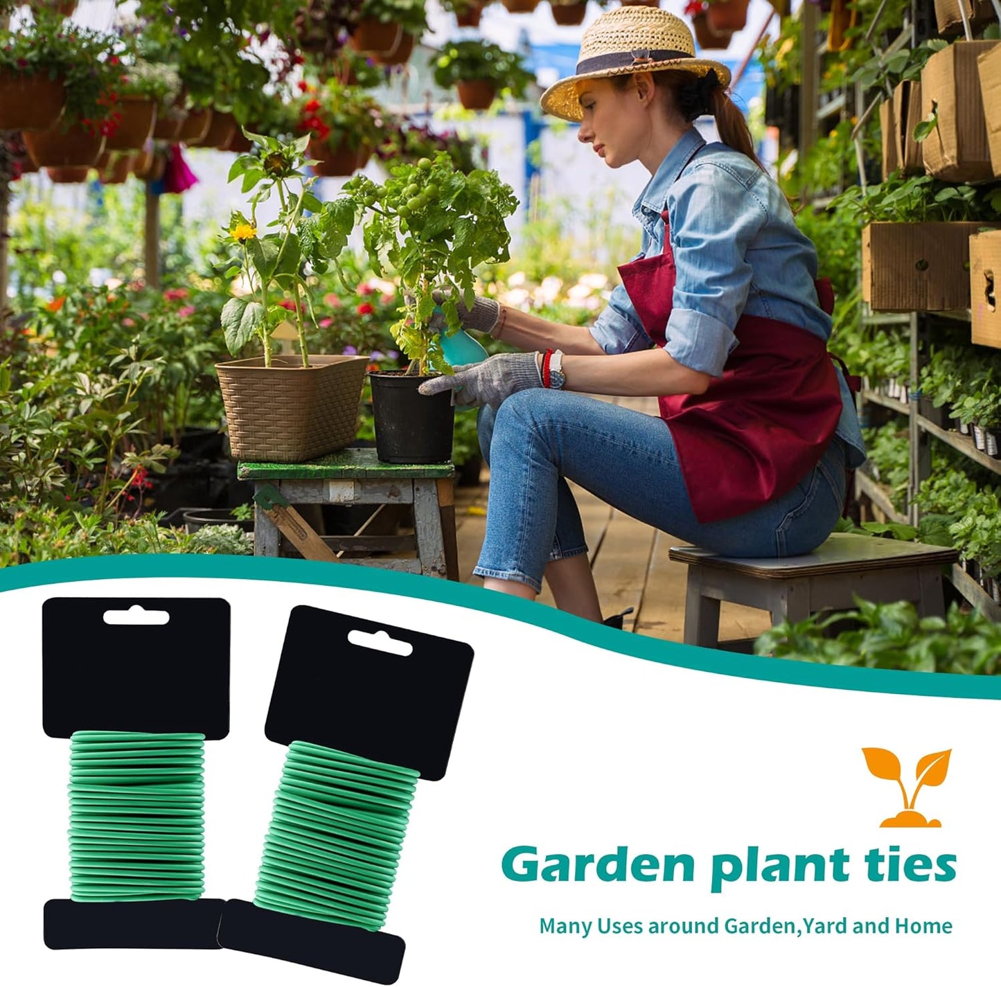 (2 Reel) Soft Plant Ties, Garden Ties TPR Flexible Durable Heavy Duty Twist Wire for Twine Tomatos Branches Vines and Tying Up Cable Wires (Green)(φ3.5mm，26feet)